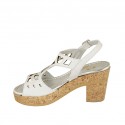 Sandale pour femmes avec plateforme en cuir perforé blanc talon 8 - Pointures disponibles:  42, 45