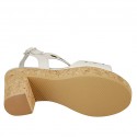 Woman's sandal with platform in white pierced leather heel 8 - Available sizes:  42, 45