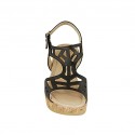 Woman's sandal with platform in black pierced leather heel 8 - Available sizes:  42