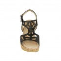 Woman's sandal with platform in black pierced leather heel 8 - Available sizes:  42