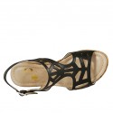 Woman's sandal with platform in black pierced leather heel 8 - Available sizes:  42