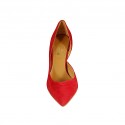 Escarpin ouvert pour femmes en daim rouge talon 8 - Pointures disponibles:  31