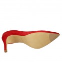 Escarpin ouvert pour femmes en daim rouge talon 8 - Pointures disponibles:  31