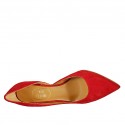 Zapato abierto para mujer en gamuza roja tacon 8 - Tallas disponibles:  31