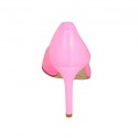 Damenpump mit offener Seite aus fluoreszierendem pinkem Leder Absatz 8 - Verfügbare Größen:  42