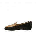 Woman's mocassin in black and nude pink leather heel 1 - Available sizes:  34, 45