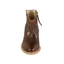 Woman's Texan ankle boot with zipper and platinum stars in brown leather heel 5 - Available sizes:  33
