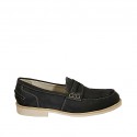 Men's loafer in blue nubuck leather  - Available sizes:  37