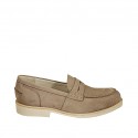 Men's loafer in grey nubuck leather  - Available sizes:  37, 38, 46, 50