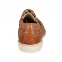 Zapato derby con cordones y diseño Brogue para hombre en piel color cuero - Tallas disponibles:  46, 49, 50