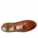 Chaussure derby à lacets pour hommes avec bout Brogue en cuir cognac - Pointures disponibles:  46, 49, 50