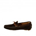 Men's laced car shoe in dark brown suede - Available sizes:  46, 47, 50, 51, 52