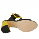 Mule pour femmes avec boucle en cuir noir et cuir verni jaune talon 7 - Pointures disponibles:  32