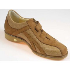 Zapato sportivo para hombre con velcro en piel cognac claro y oscuro - Tallas disponibles:  36 2