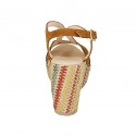 Sandale pour femmes avec plateforme en daim cognac et talon compensé multicouleur 9 - Pointures disponibles:  42