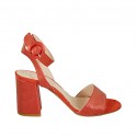 Woman's sandal with anklestrap in glittery red laminated leather heel 7 - Available sizes:  42