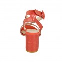 Damensandale mit Knöchelriem aus glitzerndem rotem laminiertem Leder Absatz 7 - Verfügbare Größen:  32, 33, 34, 42, 43
