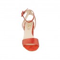 Sandalo da donna con cinturino alla caviglia in pelle laminata rosso brillante tacco 7 - Misure disponibili: 32, 33, 34, 42, 43, 44, 46