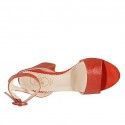 Sandale pour femmes avec courroie à la cheville en cuir lamé rouge scintillant talon 7 - Pointures disponibles:  42
