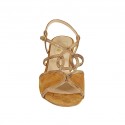 Sandale pour femmes en cuir imprimé et daim cognac talon 5 - Pointures disponibles:  42