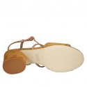 Sandale pour femmes en cuir imprimé et daim cognac talon 5 - Pointures disponibles:  42