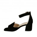 Woman's open shoe with strap in black suede heel 6 - Available sizes:  45