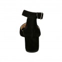 Offener Damenschuh mit Riem aus schwarzem Wildleder Absatz 6 - Verfügbare Größen:  32, 42, 43, 44, 45