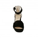 Zapato abierto para mujer con cinturon en gamuza negra tacon 6 - Tallas disponibles:  45