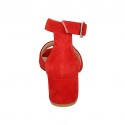 Offener Damenschuh mit Riem aus rotem Wildleder Absatz 6 - Verfügbare Größen:  32, 34, 42
