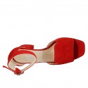 Escarpin ouvert pour femmes avec courroie en daim rouge talon 6 - Pointures disponibles:  42