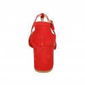 Scarpa aperta da donna con cinturino in camoscio rosso tacco 7 - Misure disponibili: 42
