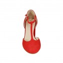 Woman's open shoe with strap in red suede heel 7 - Available sizes:  42