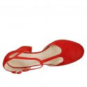 Escarpin ouvert pour femmes avec courroie en daim rouge talon 7 - Pointures disponibles:  42