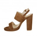 Woman's platform sandal in earth brown suede heel 10 - Available sizes:  42