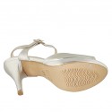 Sandale pour femmes avec courroie et plateforme en cuir lamé argent talon 9 - Pointures disponibles:  42