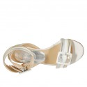 Sandale pour femmes avec boucles en cuir lamé blanc, argent et platine talon 5 - Pointures disponibles:  42