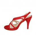 Sandalo da donna con plateau in camoscio rosso tacco 9 - Misure disponibili: 32, 33, 34, 42, 43, 44, 45, 46, 47