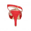 Sandalia con plataforma para mujer en gamuza roja tacon 9 - Tallas disponibles:  32, 42