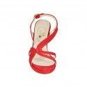 Woman's sandal with platform in red suede heel 9 - Available sizes:  32, 42