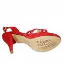 Sandalo da donna con plateau in camoscio rosso tacco 9 - Misure disponibili: 32, 33, 34, 42, 43, 44, 45, 46, 47