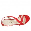 Sandalo da donna con plateau in camoscio rosso tacco 9 - Misure disponibili: 32, 42