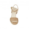 Woman's sandal with platform and strap in sandbeige suede heel 9 - Available sizes:  42