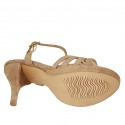 Sandalo da donna con plateau e cinturino in camoscio beige sabbia tacco 9 - Misure disponibili: 32, 33, 34, 42, 43, 44, 45, 46