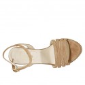 Woman's sandal with platform and strap in sandbeige suede heel 9 - Available sizes:  42