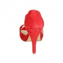 Zapato abierto para mujer en gamuza roja tacon 9 - Tallas disponibles:  42
