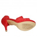 Woman's open shoe in red suede heel 9 - Available sizes:  42