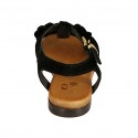 Sandale pour femmes avec courroie et fleurs en daim noir talon 1 - Pointures disponibles:  33