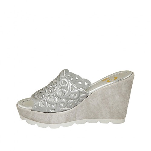 silver wedge mules