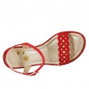 Woman's sandal with strap and platform in red suede wedge heel 9 - Available sizes:  42, 44