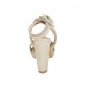 Sandale pour femmes avec boucles et plateforme en daim beige et taupe et cuir nue talon 10 - Pointures disponibles:  42